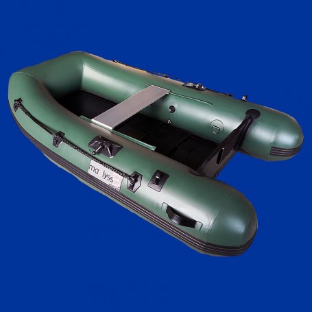 Bateau pneumatique vert de 2.40m, Maëlyss B Pinkie 240 à fond latté.