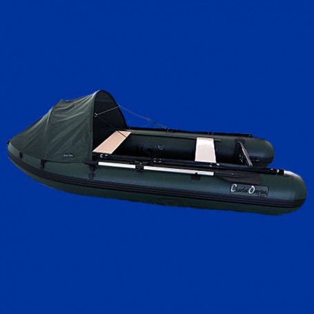 Annexe bateau pneumatique vert Charles Oversea 3.0ci avec un plancher gonflable.